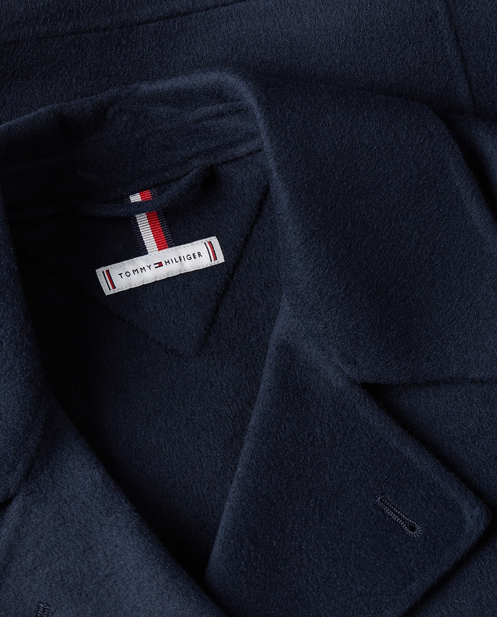 Sobretudo Assertoado Curto Azul-marinho-7