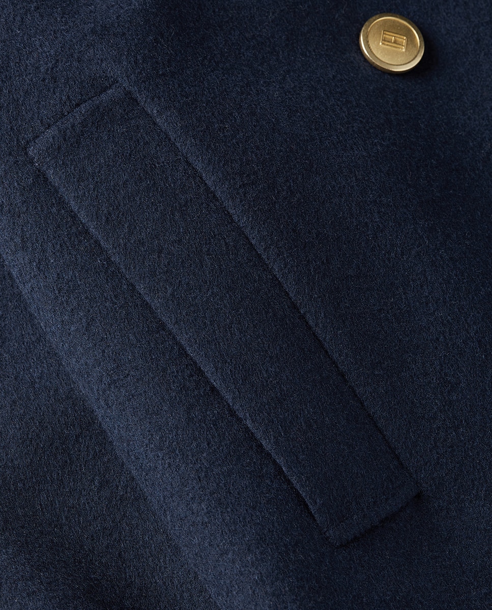 Sobretudo Assertoado Curto Azul-marinho-8