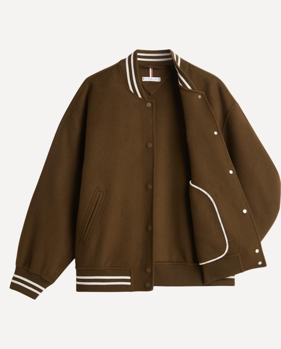 Blusão Bomber com Logótipo Bordado Castanho-5