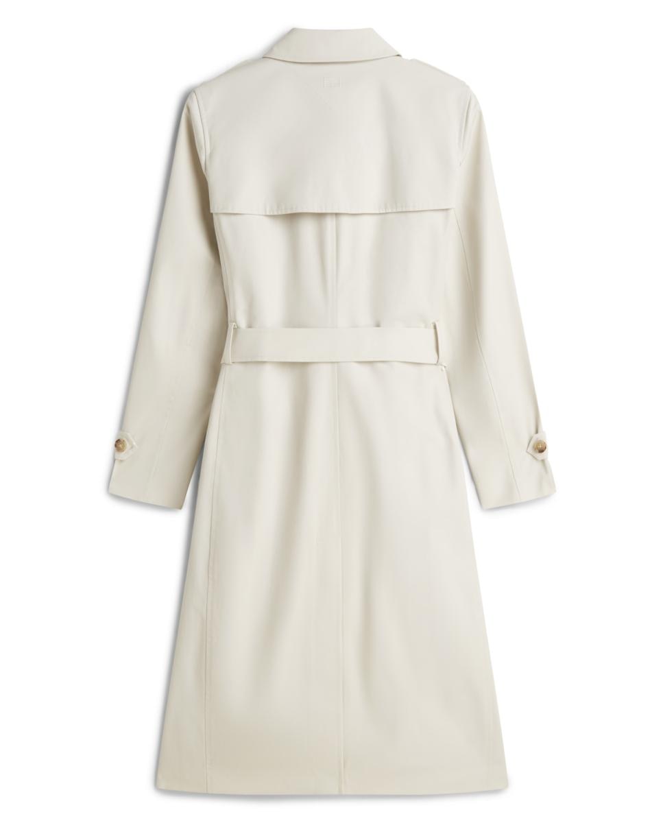 Gabardine Midi Cintada de Algodão Bege-2