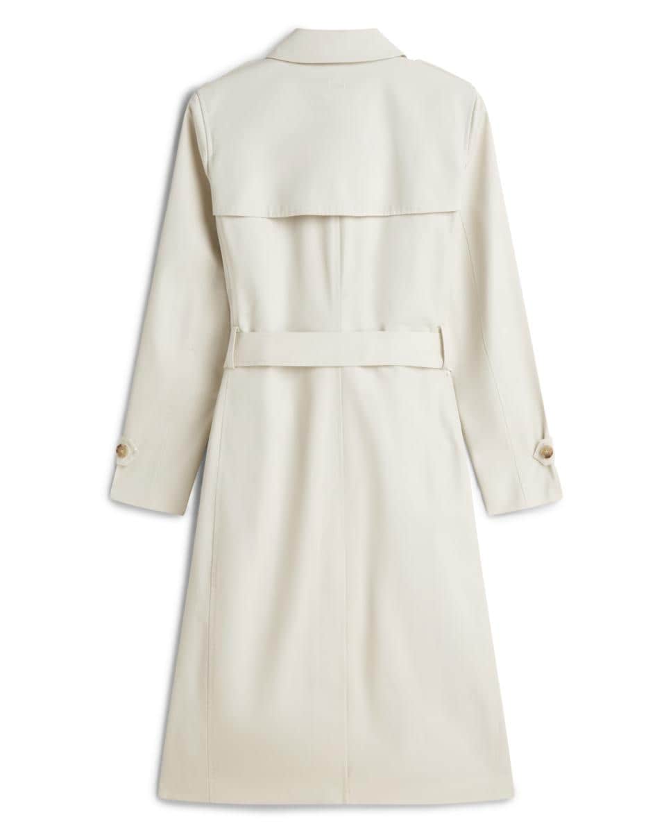 Gabardine Midi Cintada de Algodão Bege-2