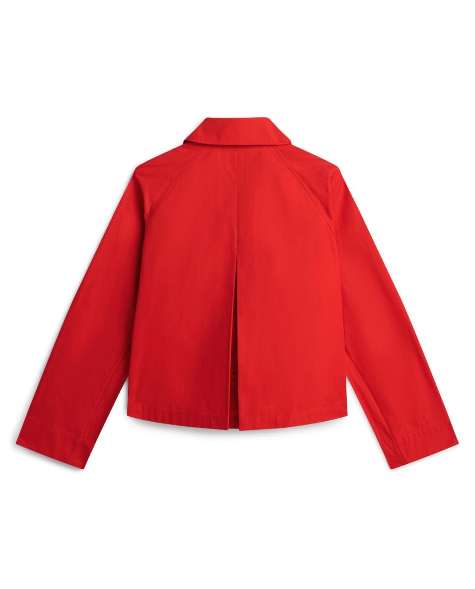 Casaco com Bolsos de Remendo e Botões à Frente Vermelho-2