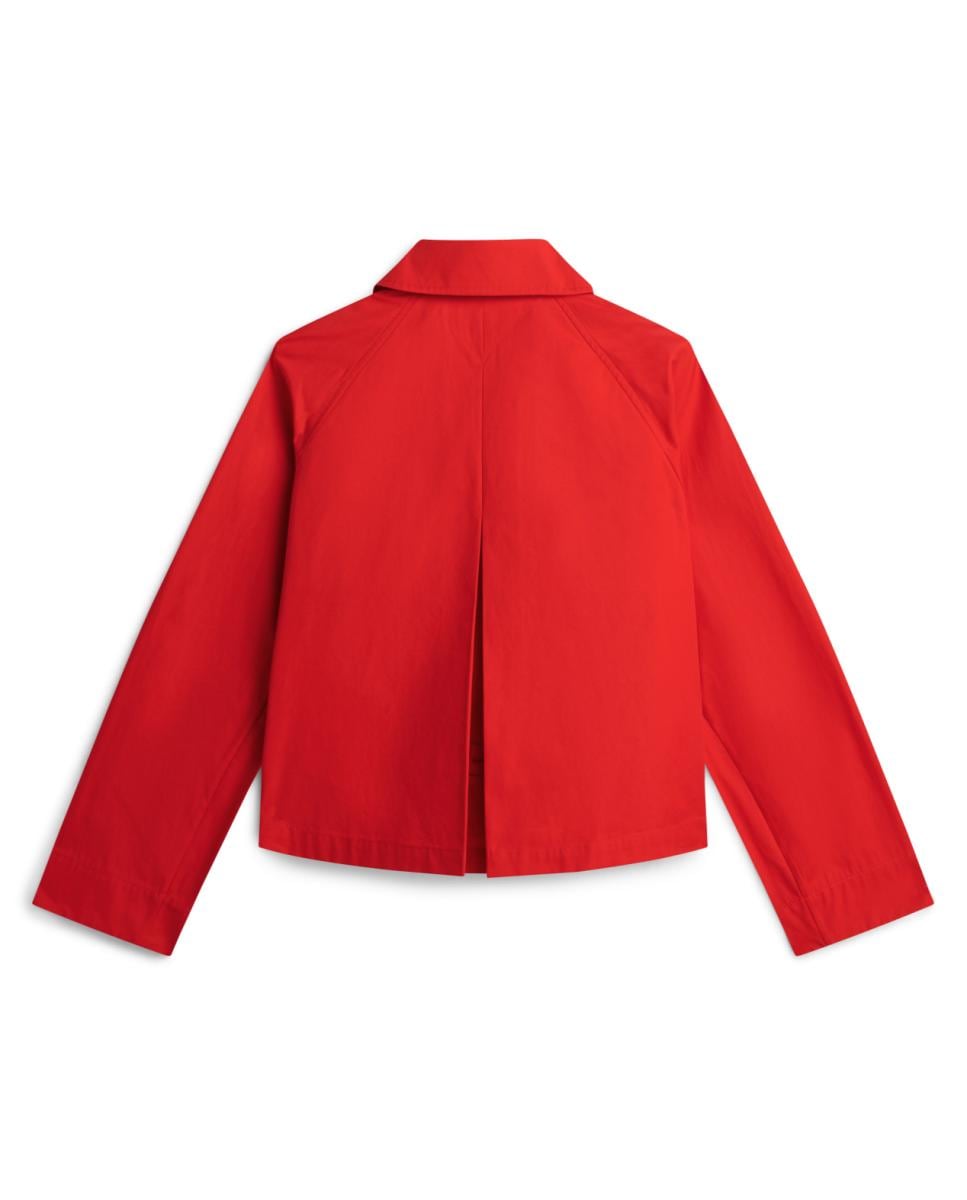 Casaco com Bolsos de Remendo e Botões à Frente Vermelho-2