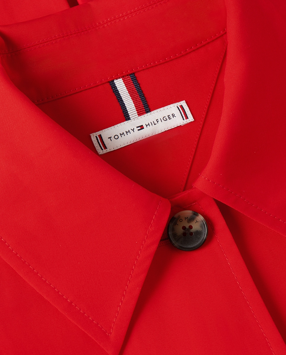 Casaco com Bolsos de Remendo e Botões à Frente Vermelho-3