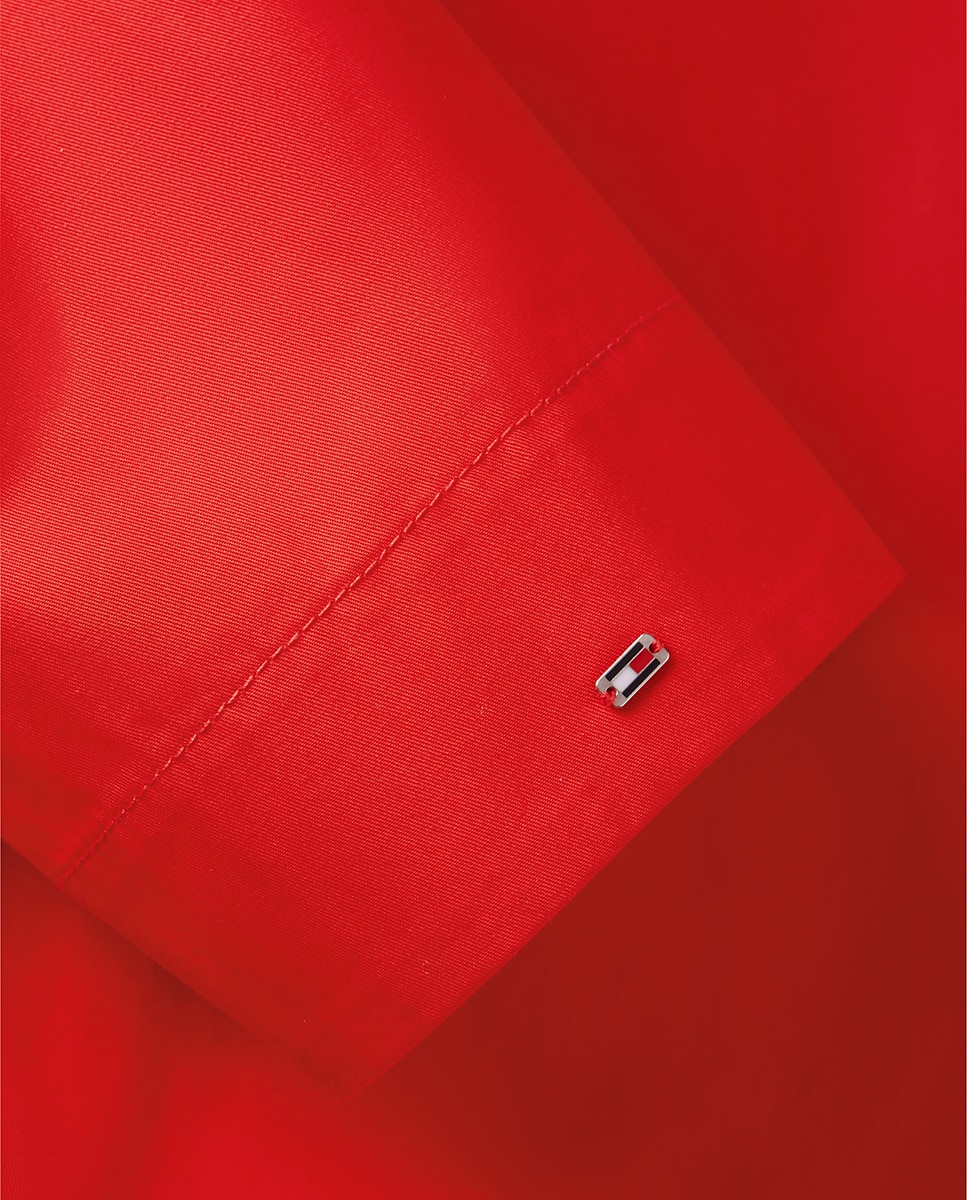 Casaco com Bolsos de Remendo e Botões à Frente Vermelho-4