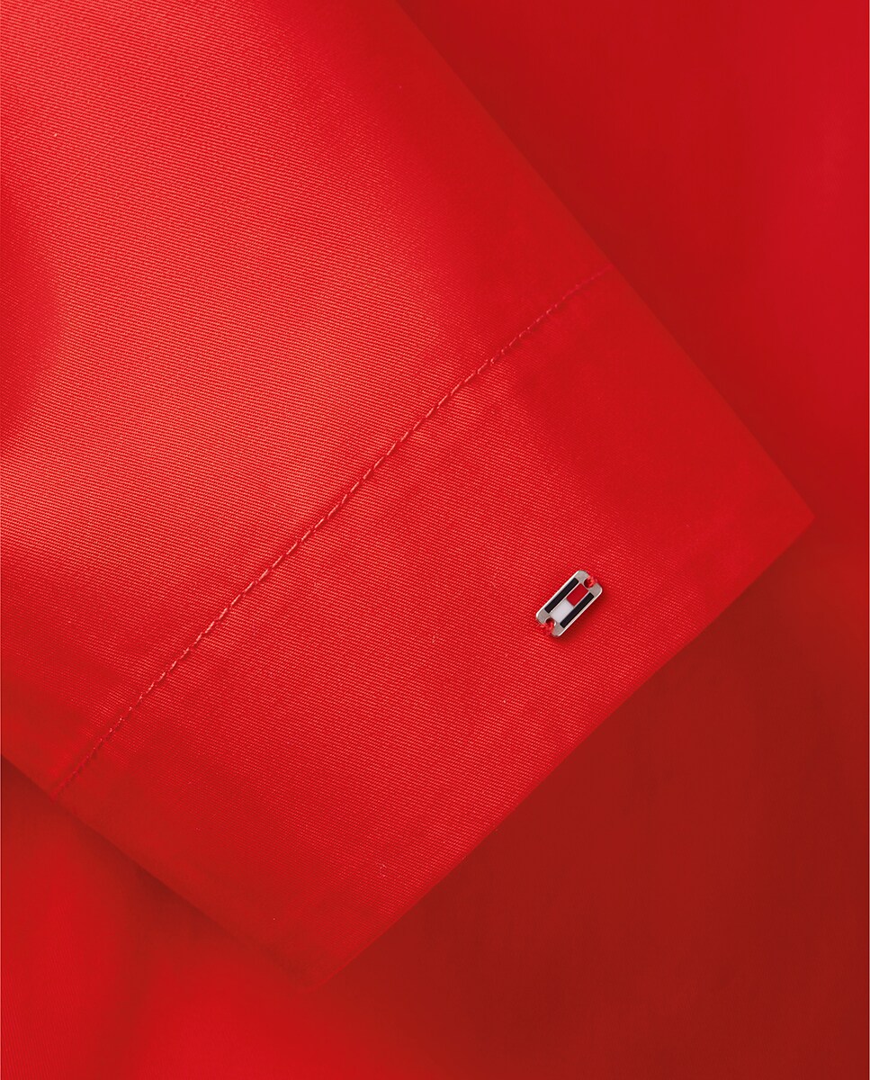 Casaco com Bolsos de Remendo e Botões à Frente Vermelho-4