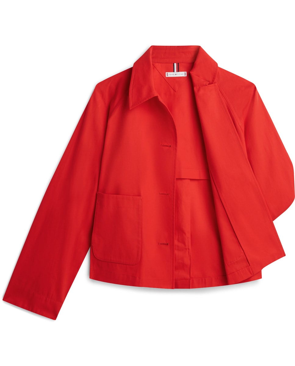 Casaco com Bolsos de Remendo e Botões à Frente Vermelho-5