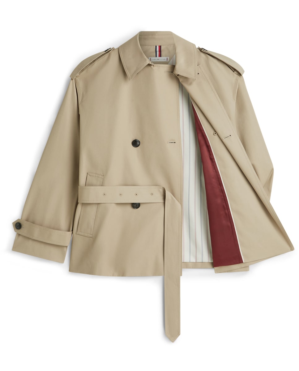 Gabardine Curta em Algodão com Cinto Bege-6