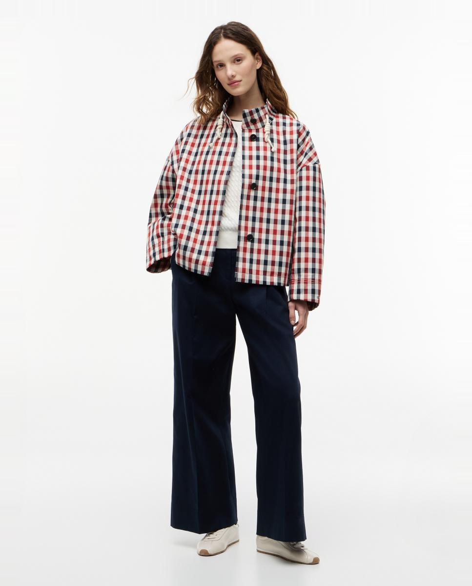 Gabardine Regular aos Quadrados Vermelho-2