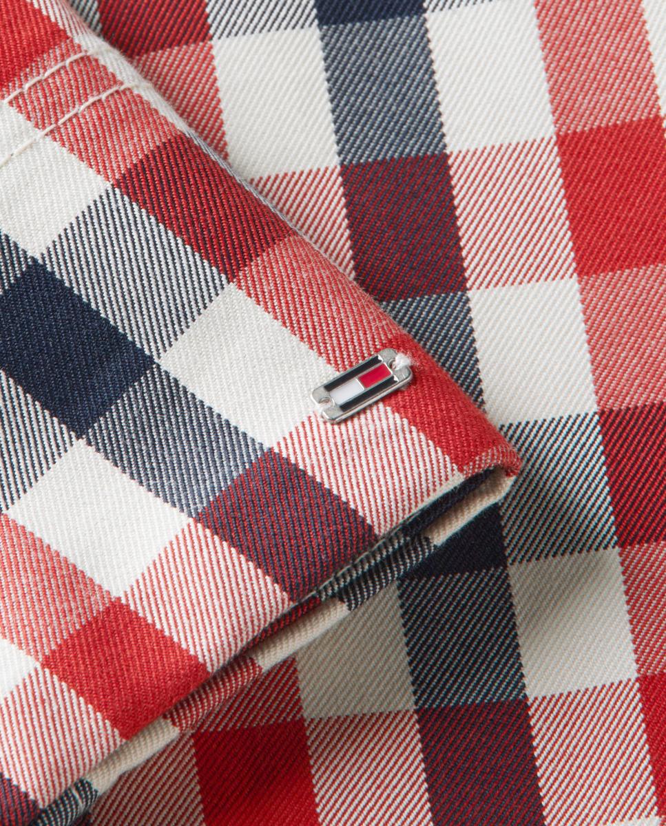 Gabardine Regular aos Quadrados Vermelho-9