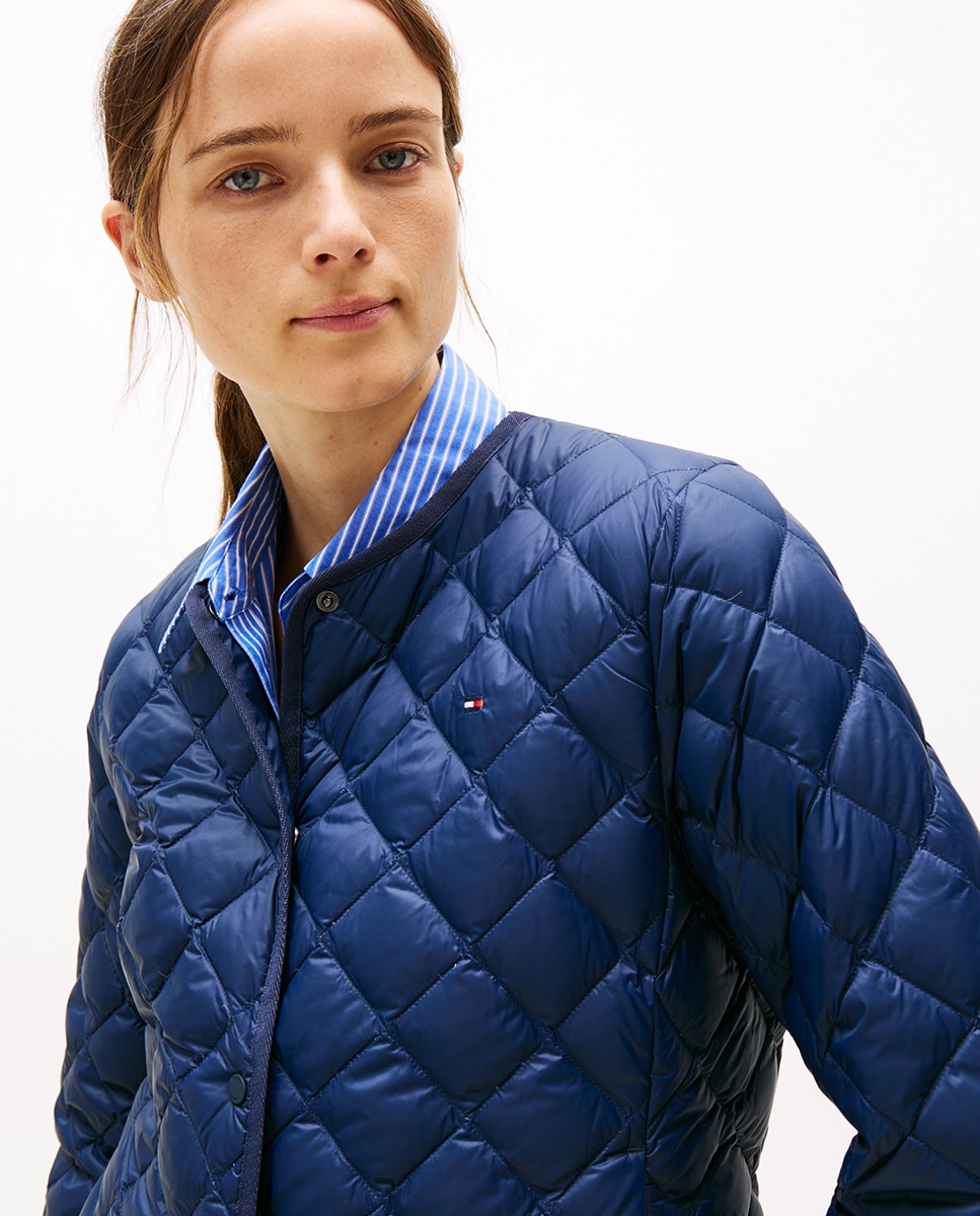 Casaco Acolchoado de Botões Azul-marinho-3