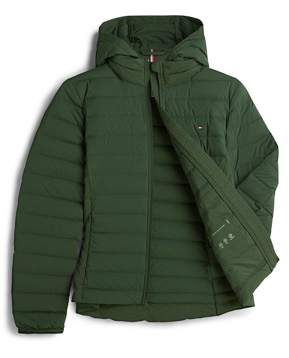 Casaco Acolchoado com Capuz Turquesa-9