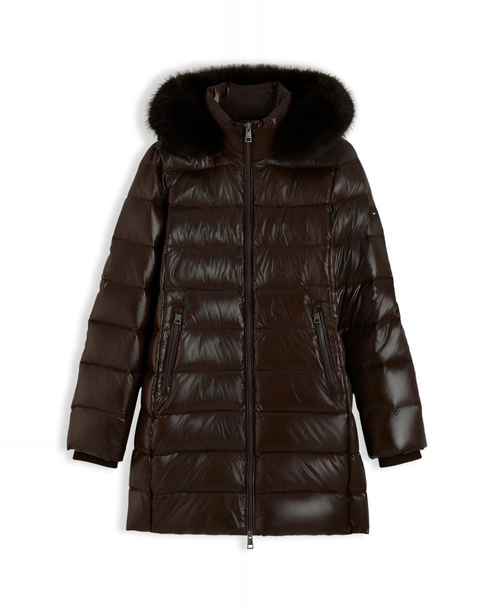 Imagen 1 de Plumífero de mujer largo con pelo - Tommy Hilfiger - Marrón oscuro Marrón oscuro