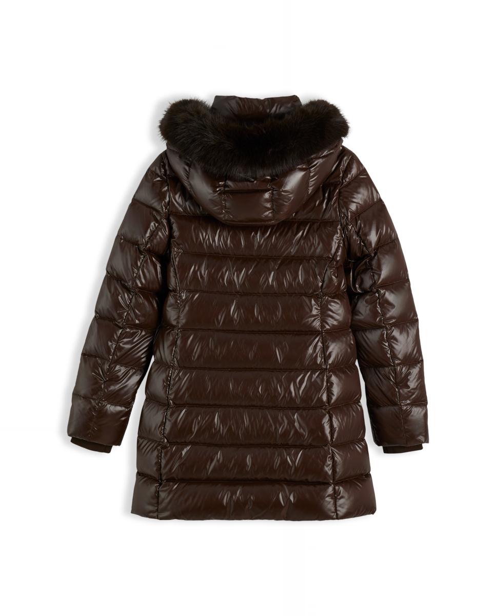 Imagen 2 de Plumífero de mujer largo con pelo - Tommy Hilfiger - Marrón oscuro Marrón oscuro
