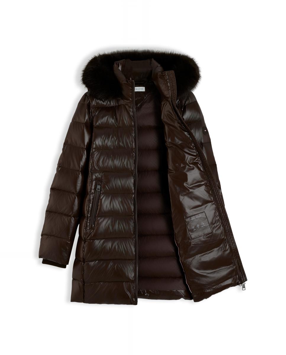 Imagen 4 de Plumífero de mujer largo con pelo - Tommy Hilfiger - Marrón oscuro Marrón oscuro