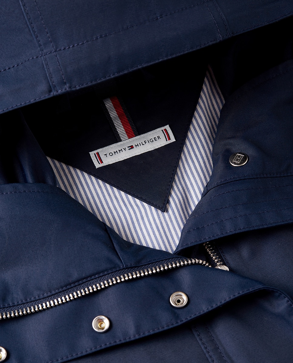 Parka Curta com Capuz e Bolsos de Remendo Azul-marinho-7