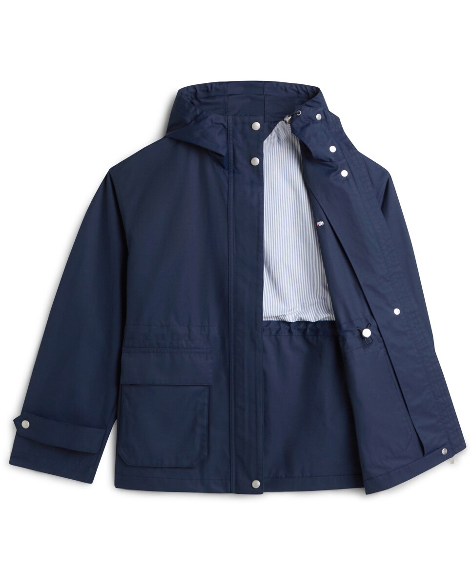 Parka Curta com Capuz e Bolsos de Remendo Azul-marinho-9