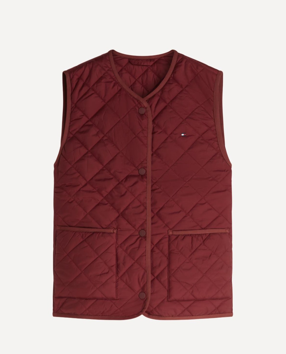 Colete Acolchoado com Design Regular Bordeaux-1