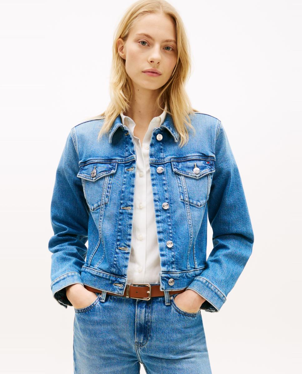 Imagem 0 de Blusão de Ganga com Bolsos de Aba e Fecho de Botões