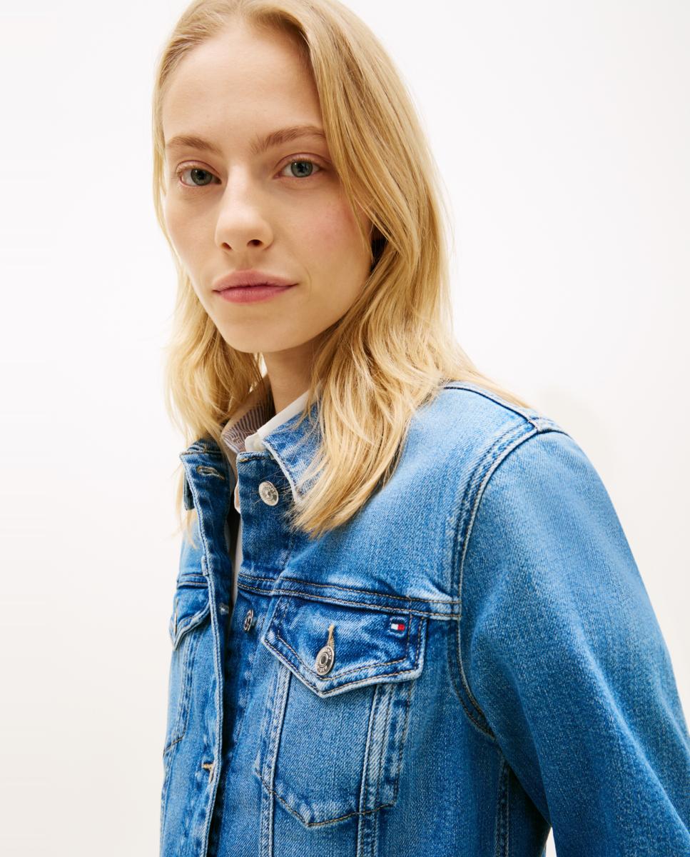 Blusão de Ganga com Bolsos de Aba e Fecho de Botões Azul-3