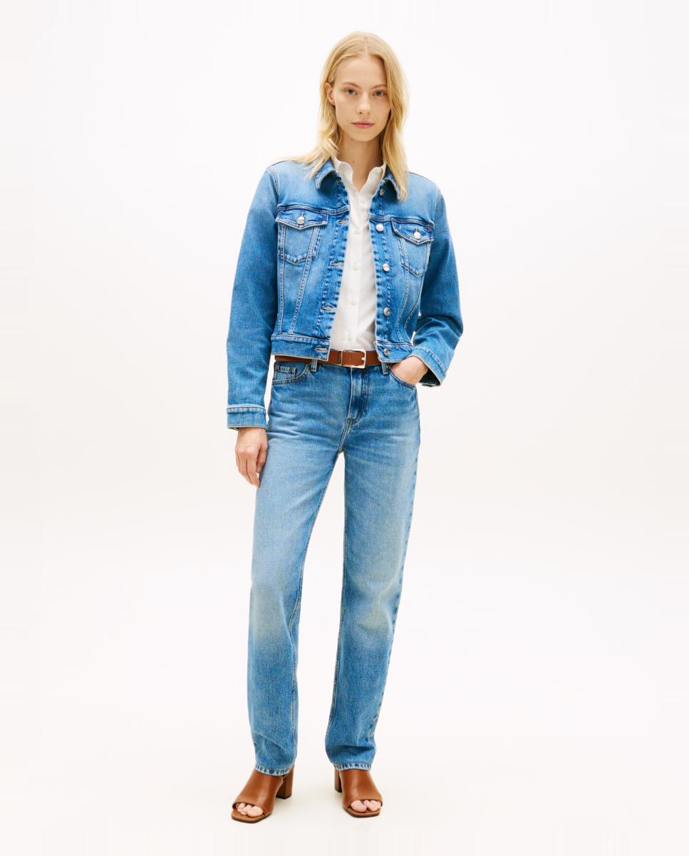 Blusão de Ganga com Bolsos de Aba e Fecho de Botões Azul-8