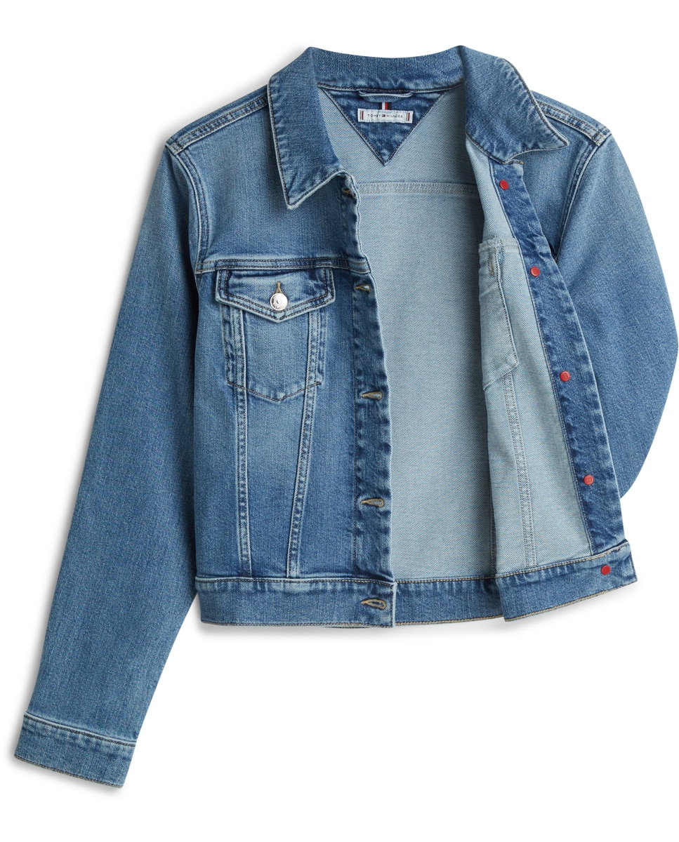 Blusão de Ganga com Bolsos de Aba e Fecho de Botões Azul-7