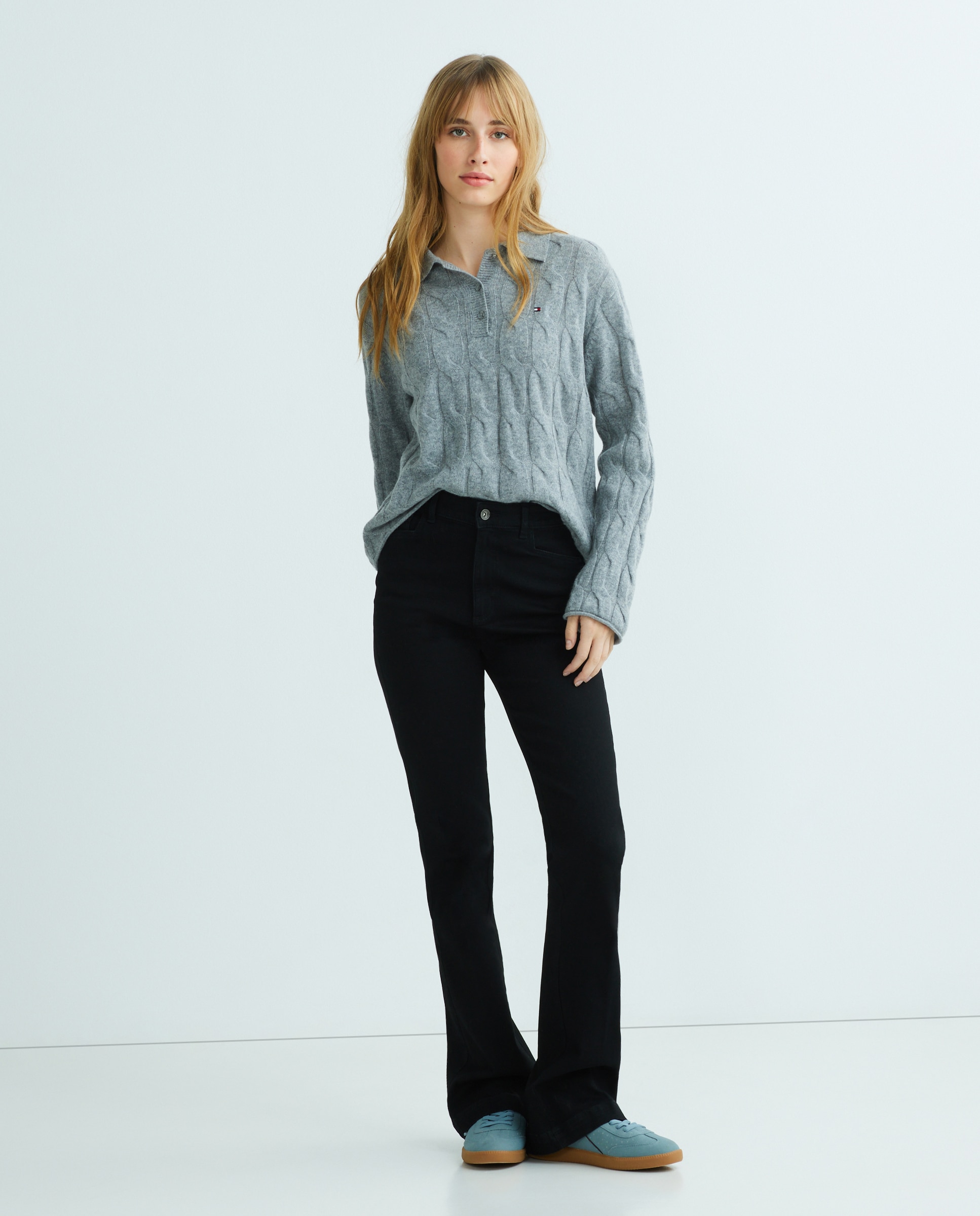 Jersey de mujer con cuello tipo polo y manga larga - Tommy Hilfiger - Gris claro Gris claro-2