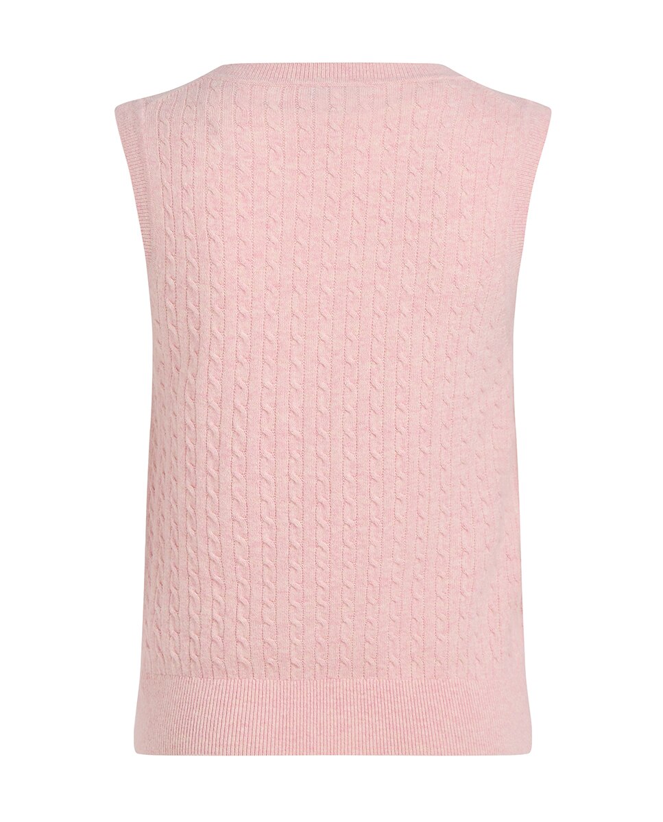 Colete de Malha do Cabo com Decote Redondo Rosa-claro-5
