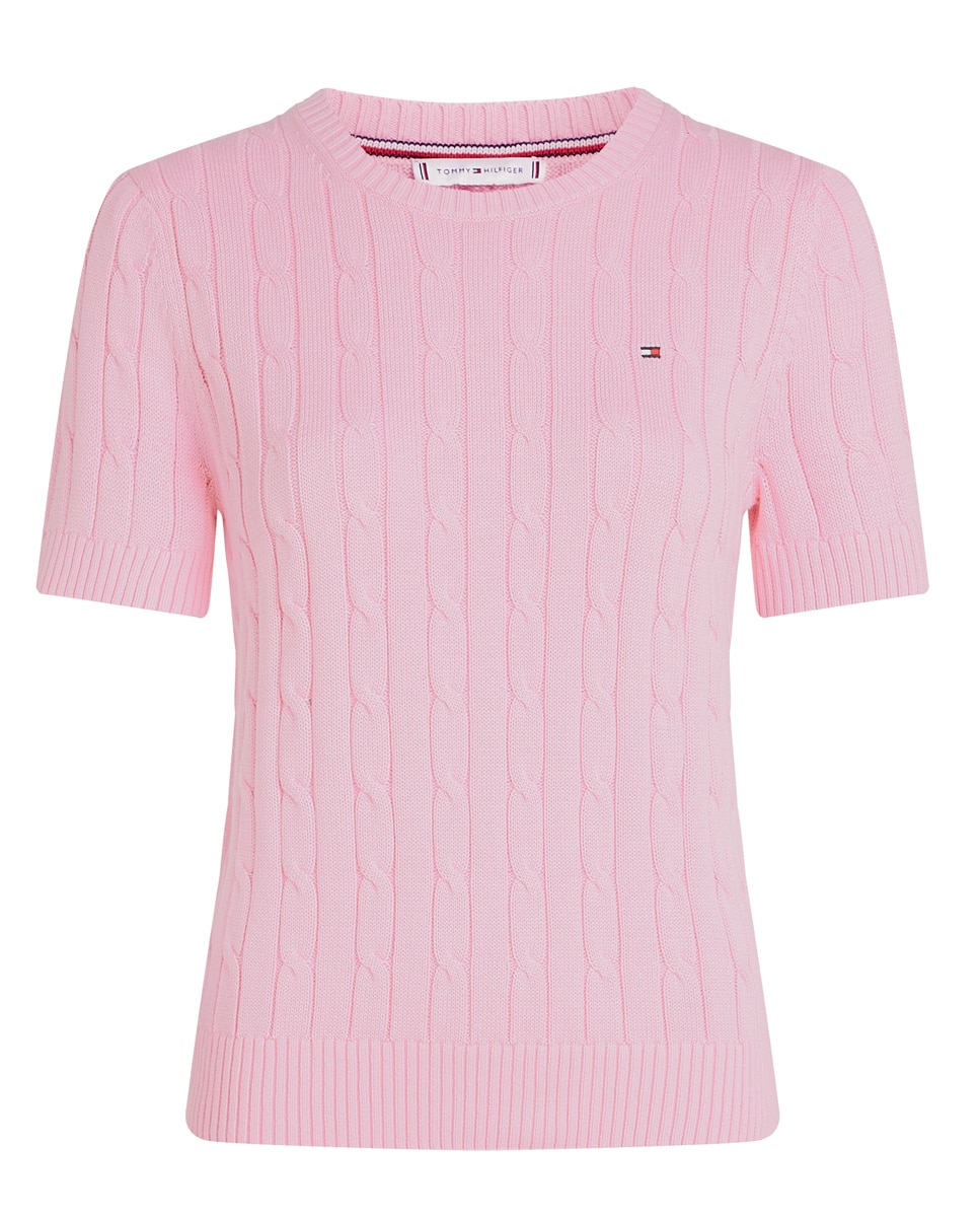 Camisola de malha com manga curta Rosa-claro-1