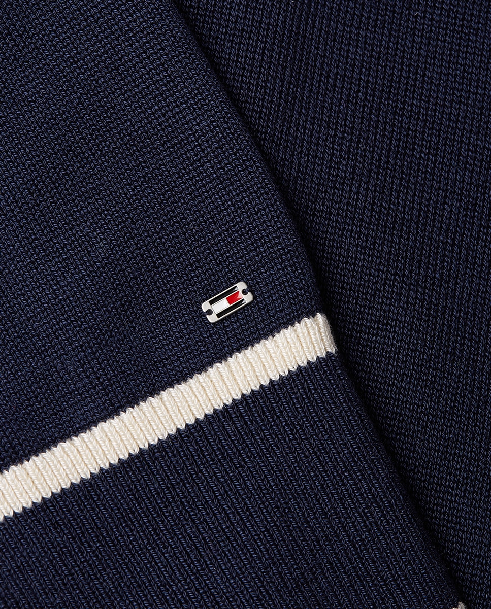 Camisola de Malha Tipo Polo de Manga Comprida Azul-marinho-4