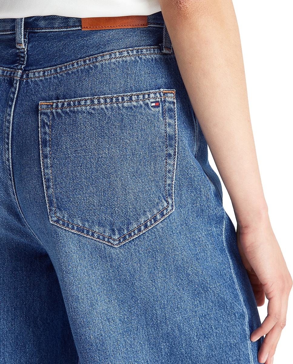 Calças de Silhueta Wide Leg Azul-4