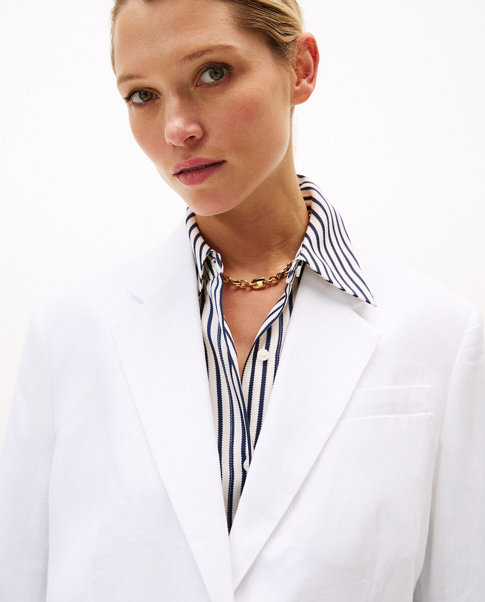 Blazer de Linho Estilo Relaxed Branco-2