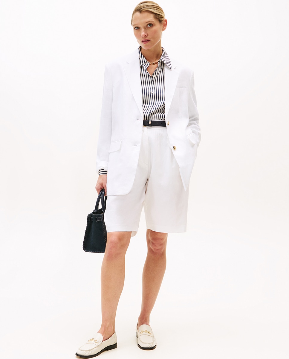 Blazer de Linho Estilo Relaxed Branco-3