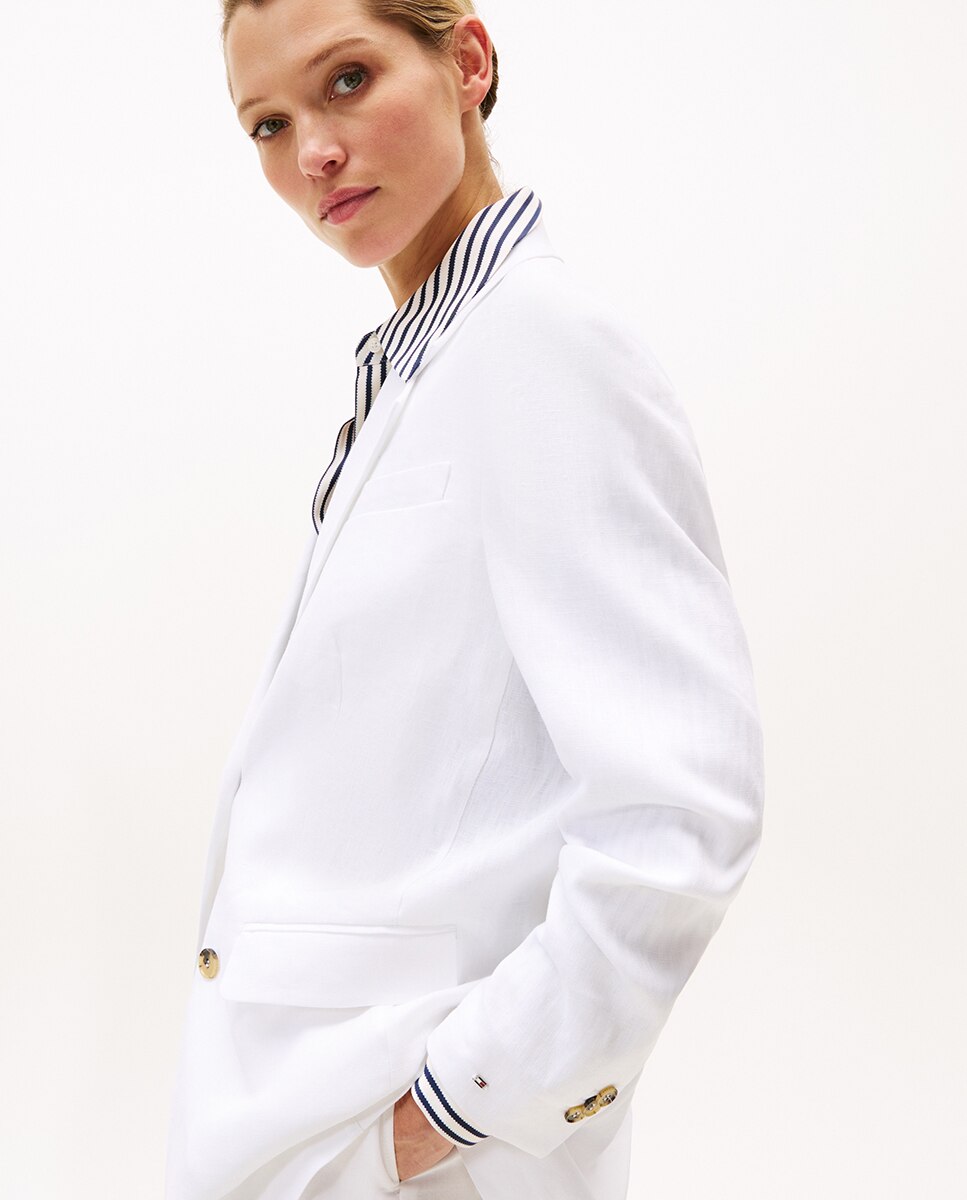Blazer de Linho Estilo Relaxed Branco-4