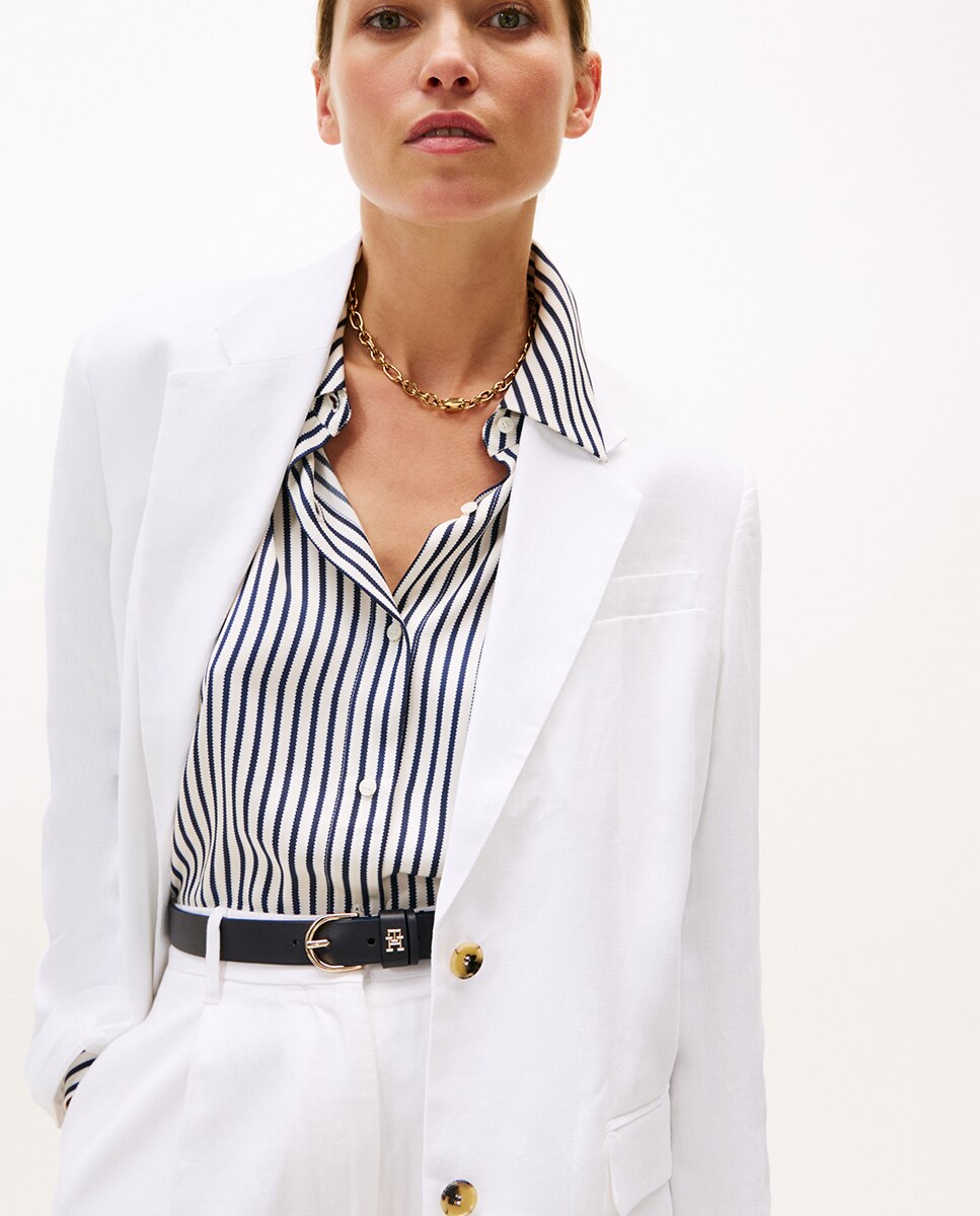 Blazer de Linho Estilo Relaxed Branco-5
