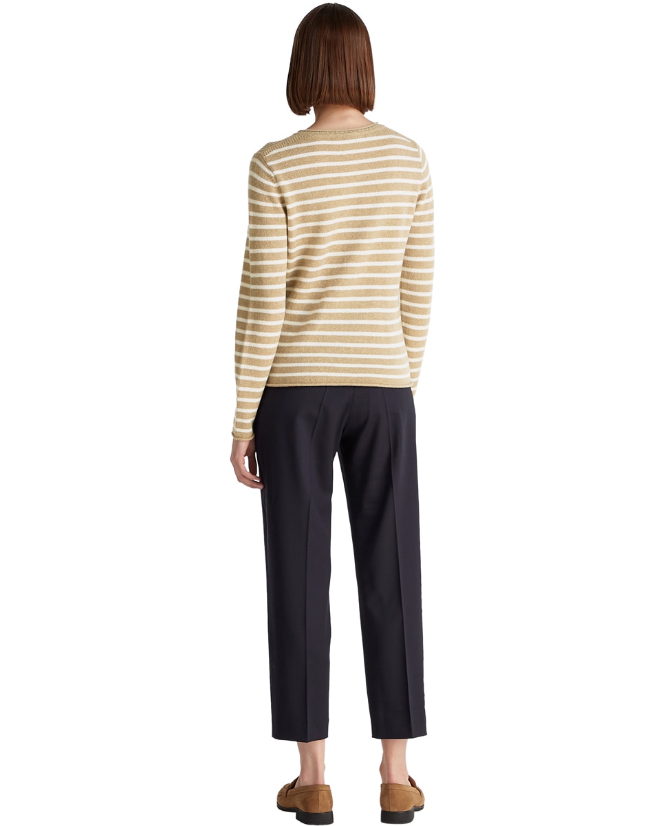 Camisola de Malha de Lã com Decote Redondo Camel-2