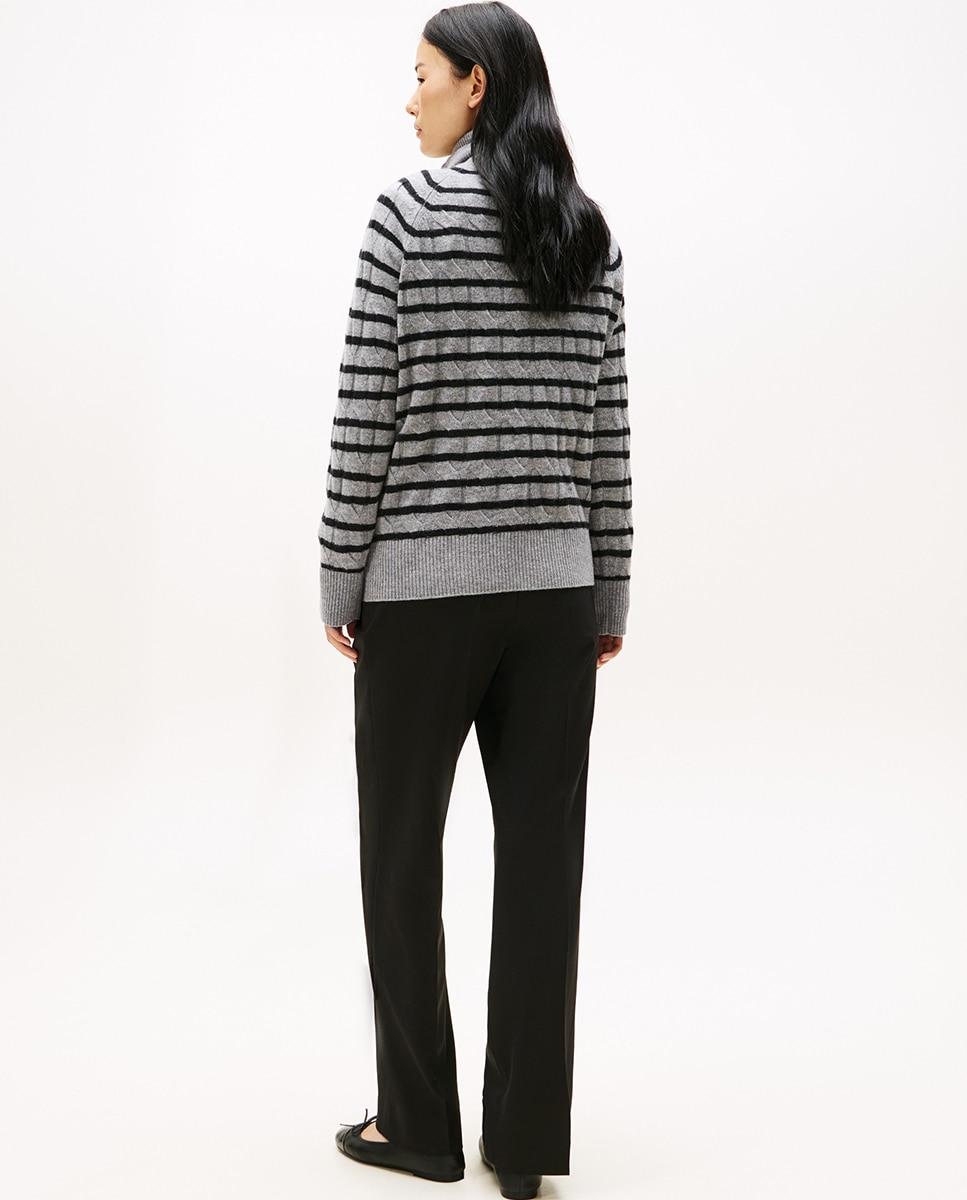 Camisola de malha de lã com gola alta Cinzento-escuro-2