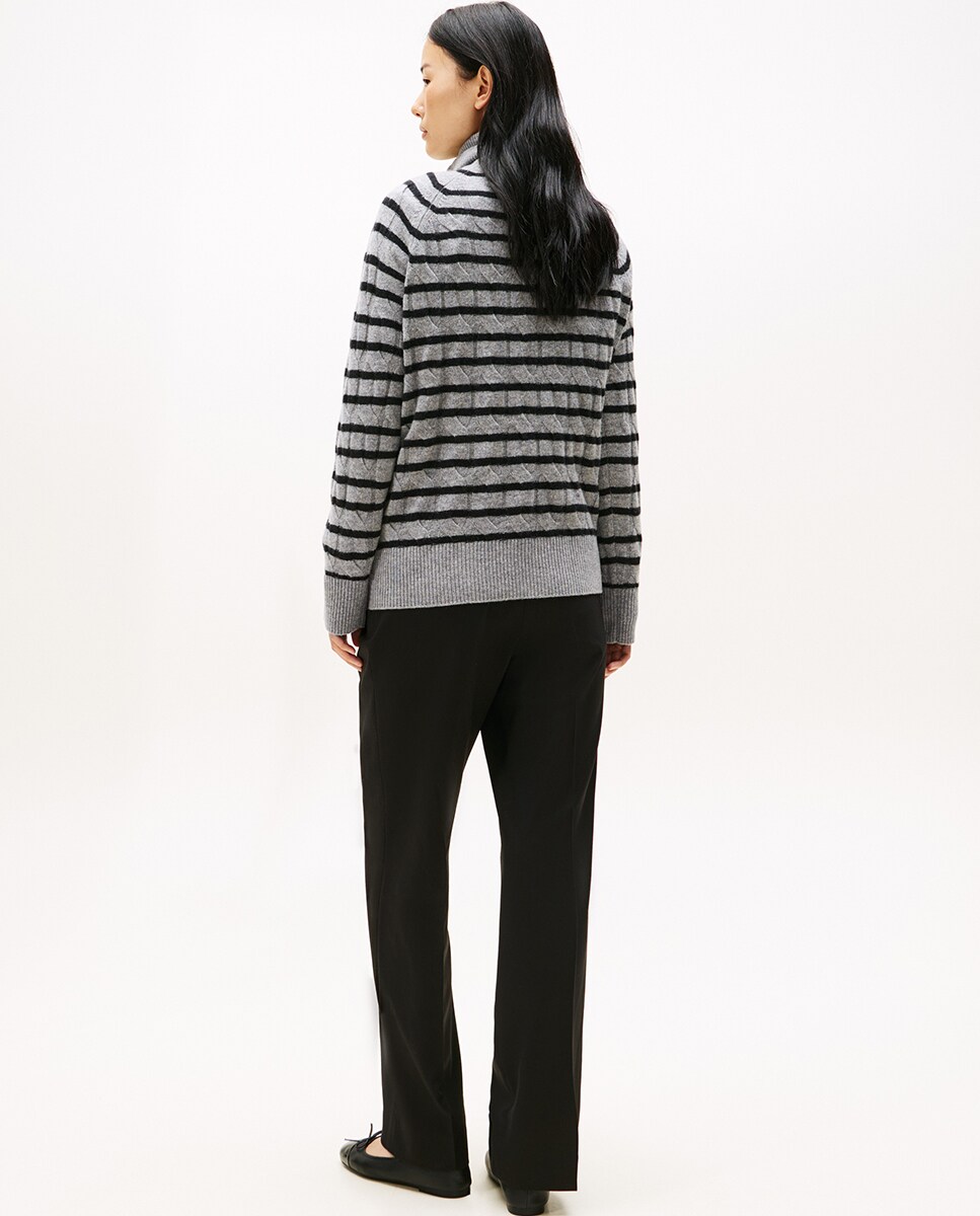 Camisola de malha de lã com gola alta Cinzento-escuro-2