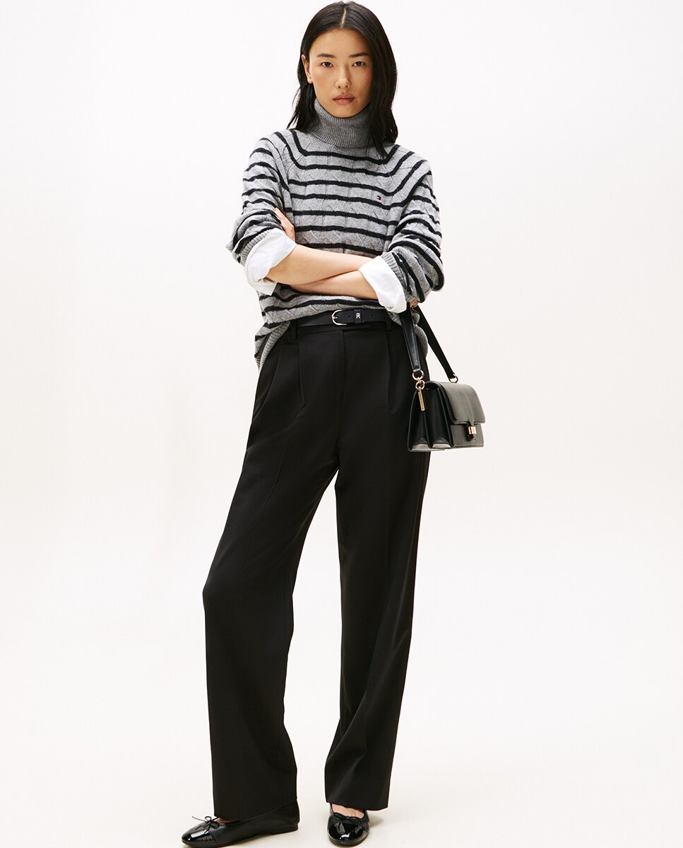 Camisola de malha de lã com gola alta Cinzento-escuro-5