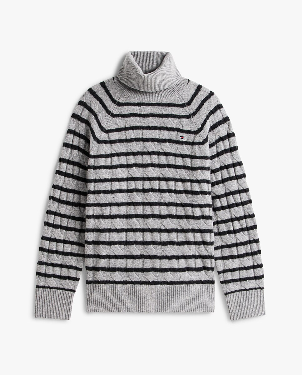 Camisola de malha de lã com gola alta Cinzento-escuro-4