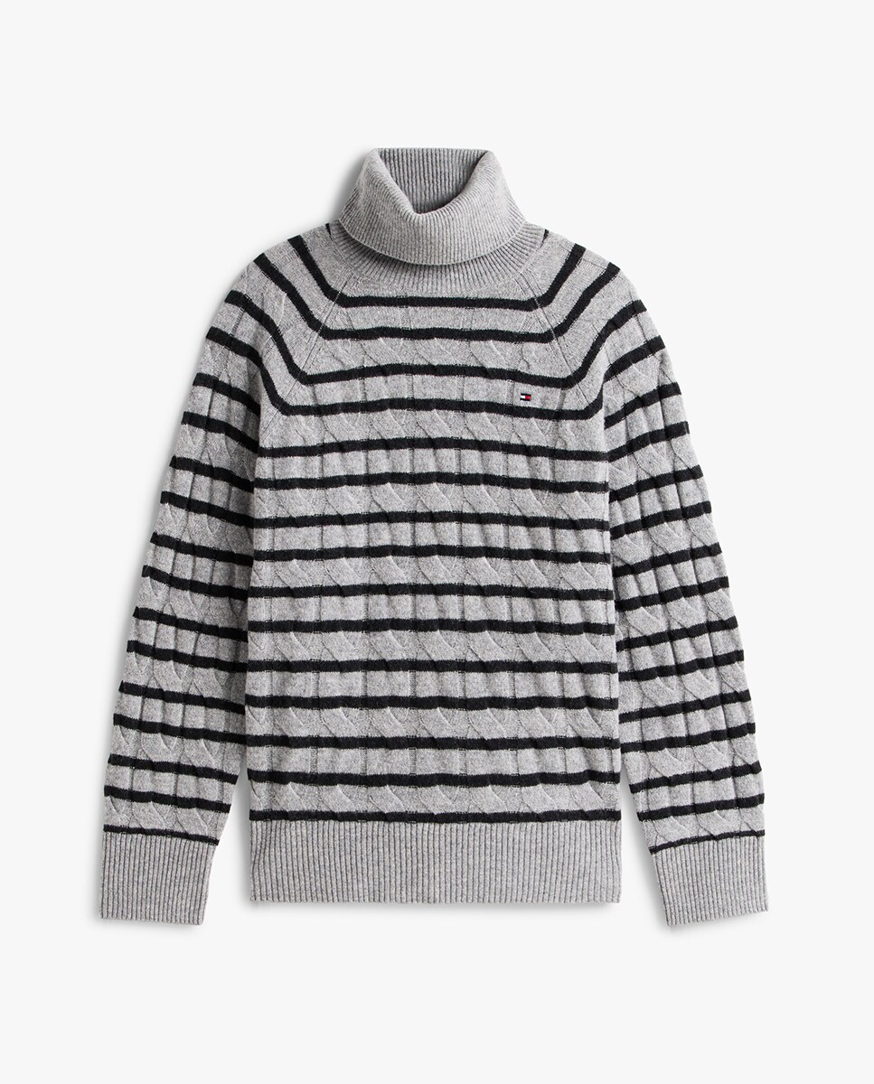 Camisola de malha de lã com gola alta Cinzento-escuro-4