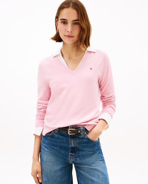 Jersey de mujer de punto con cuello de pico
