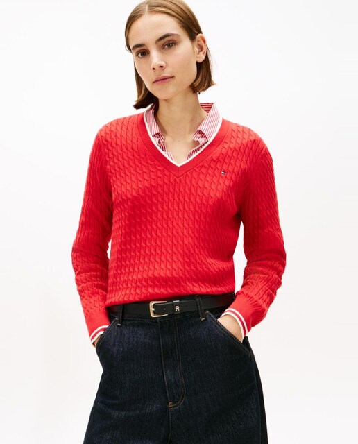 Imagem 0 de Camisola de Malha do Cabo com Decote em Bico