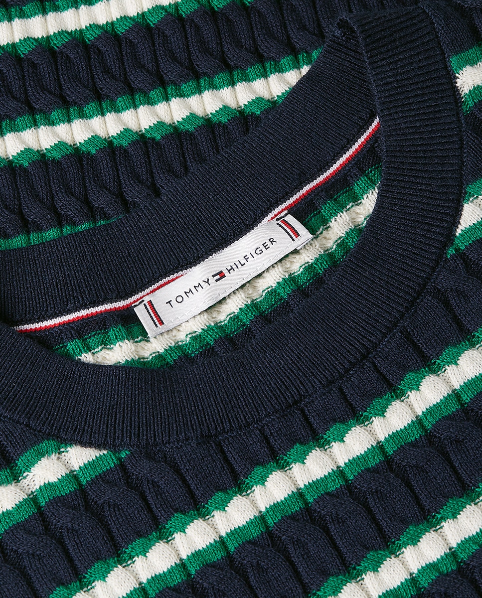 Camisola de Malha do Cabo às Riscas Azul-marinho-6