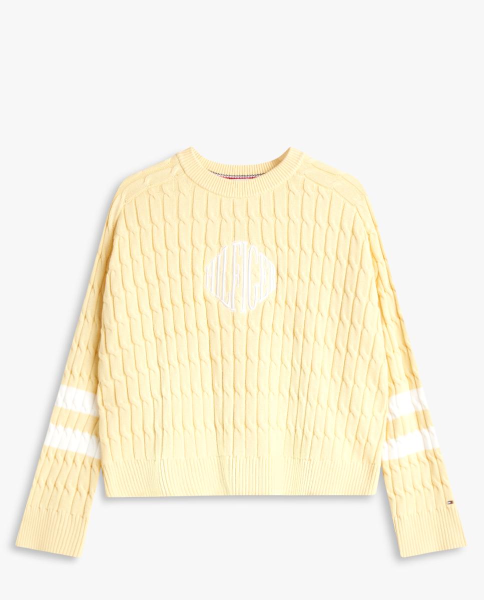 Camisola de Malha do Cabo com Logótipo Bordado Amarelo-4