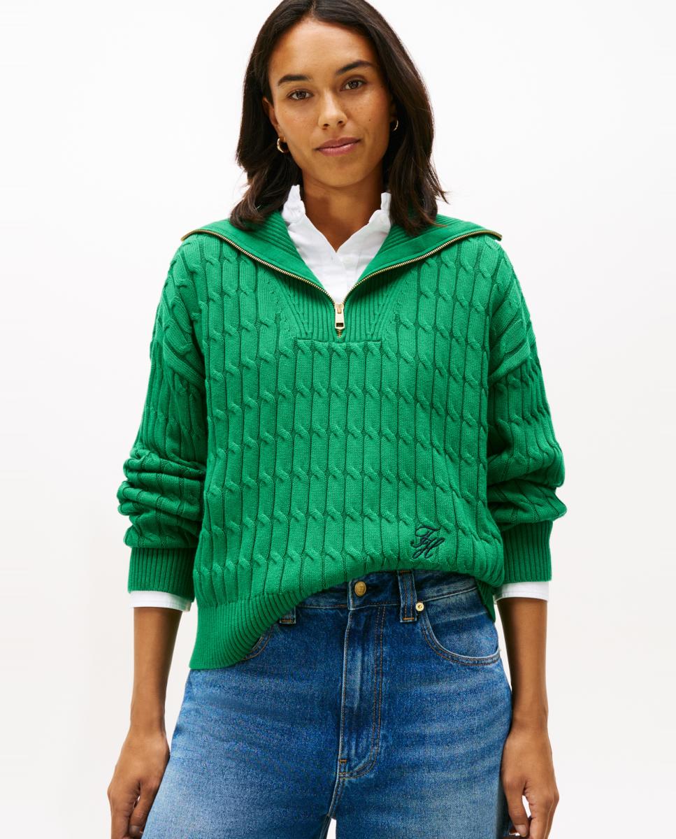 Imagem 0 de Camisola de Malha do Cabo com Meio Fecho de Correr