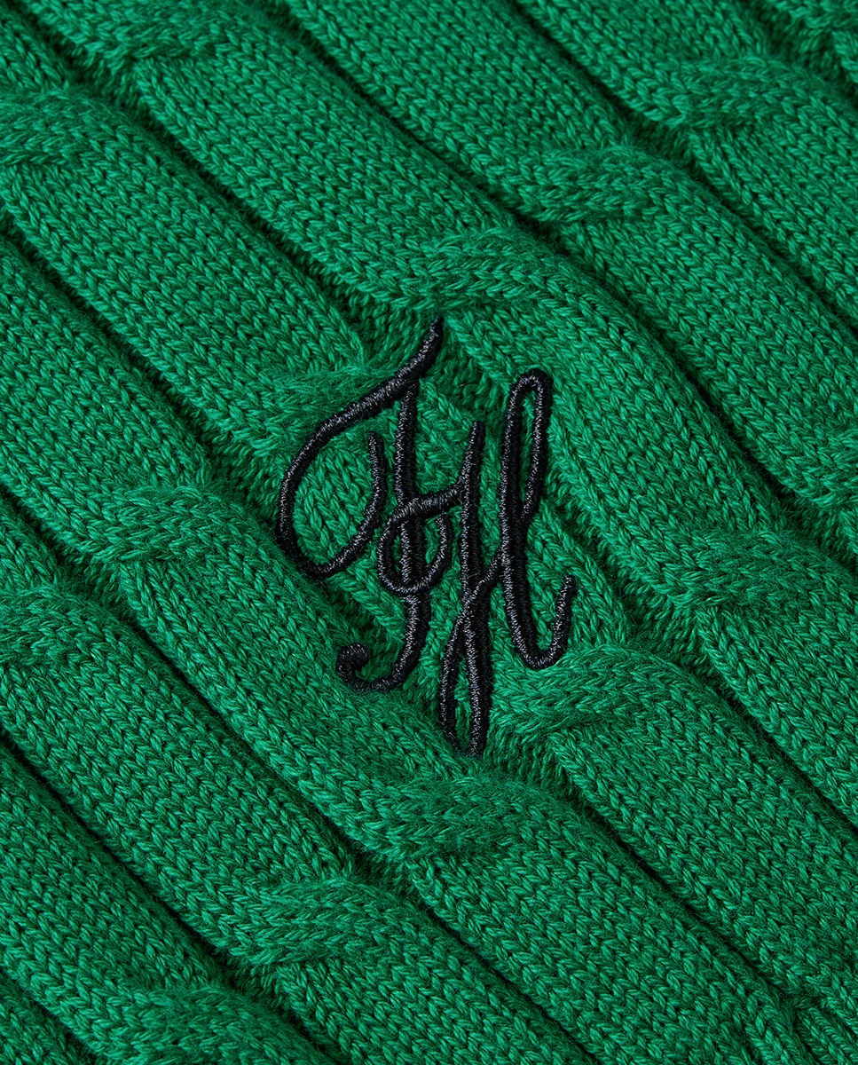 Camisola de Malha do Cabo com Meio Fecho de Correr Verde-6