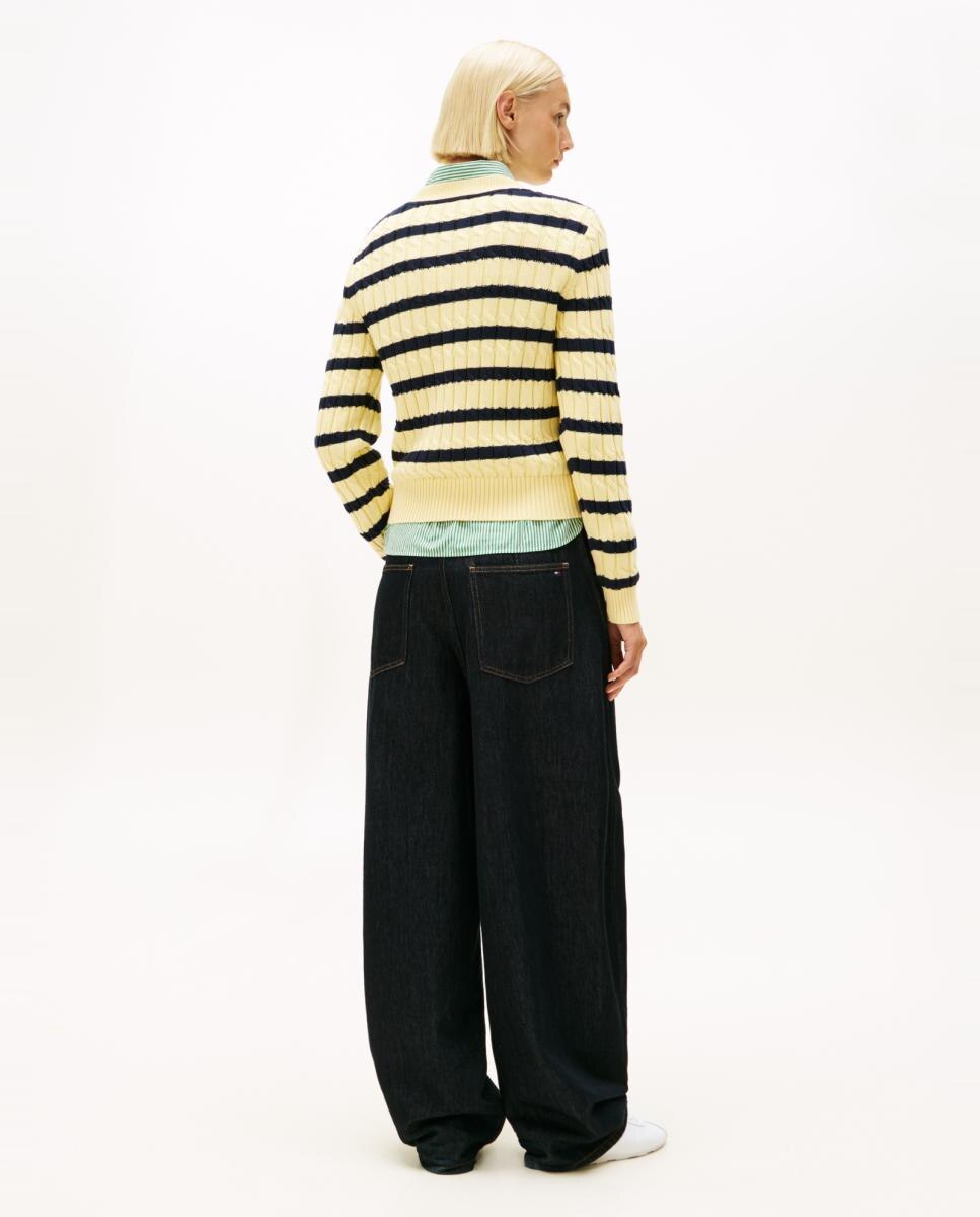 Camisola de Malha do Cabo às Riscas Amarelo-3