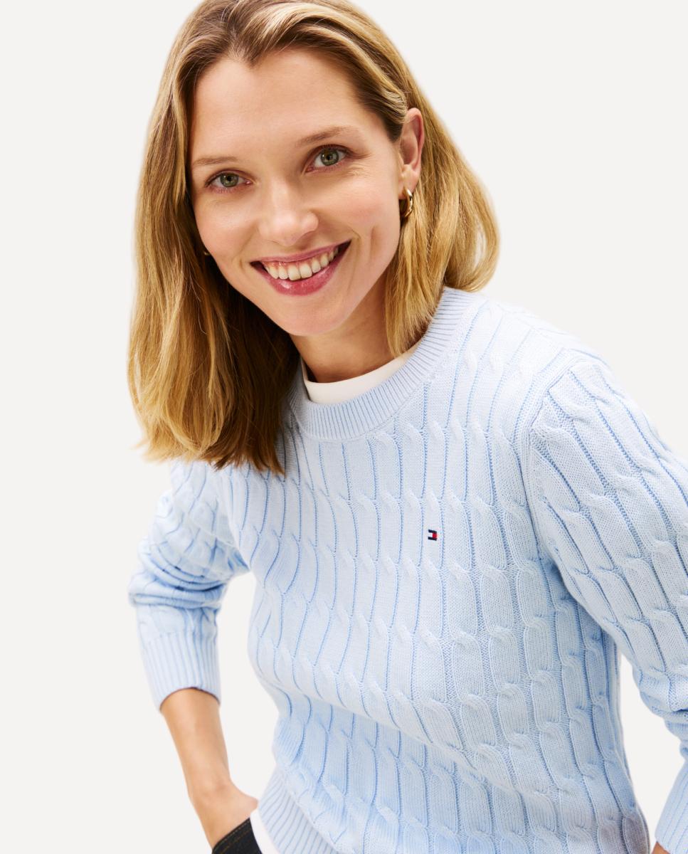 Camisola de Malha do Cabo com Logótipo Bordado Azul-claro-2