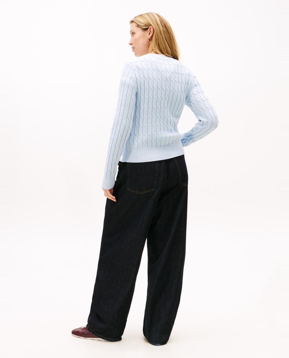Camisola de Malha do Cabo com Logótipo Bordado Azul-claro-3